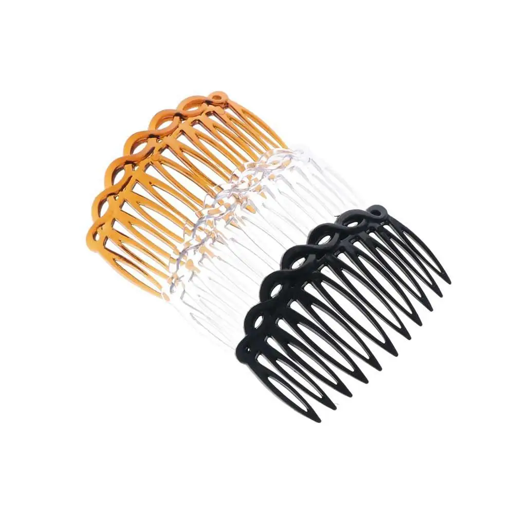 Portable 11 Teeth Simple Hair Clip Combs Straight Teeth Versatile Inserted Combs French Plastic Vintage Weaving Hairpins Girls