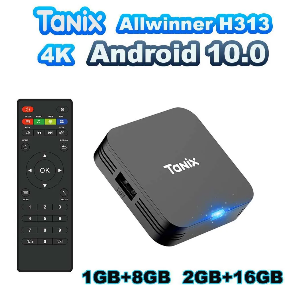 TANIX TX1 Android 10.0 Allwinner H313 Quad Core 4K HDR Mini Game TV Stick 2.4G Wifi RAM 1GB 2GB ROM 8GB 16GB Smart TV Box