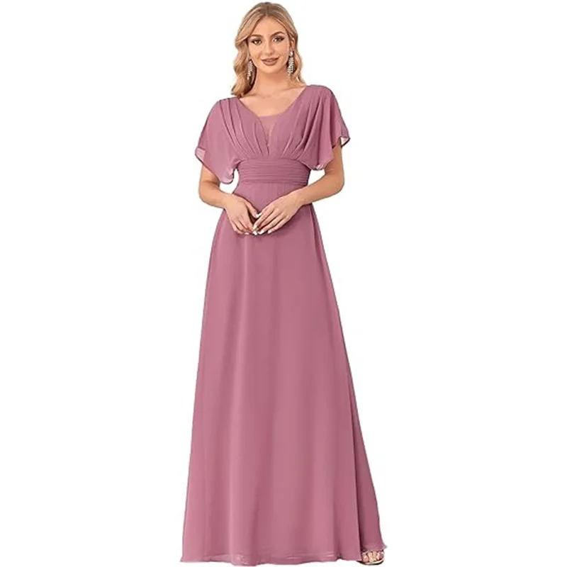 Novo plus size temperamento com decote em v fino ajuste vestido de noite vestido de dama de honra banquete de casamento vestido de desempenho personalizado