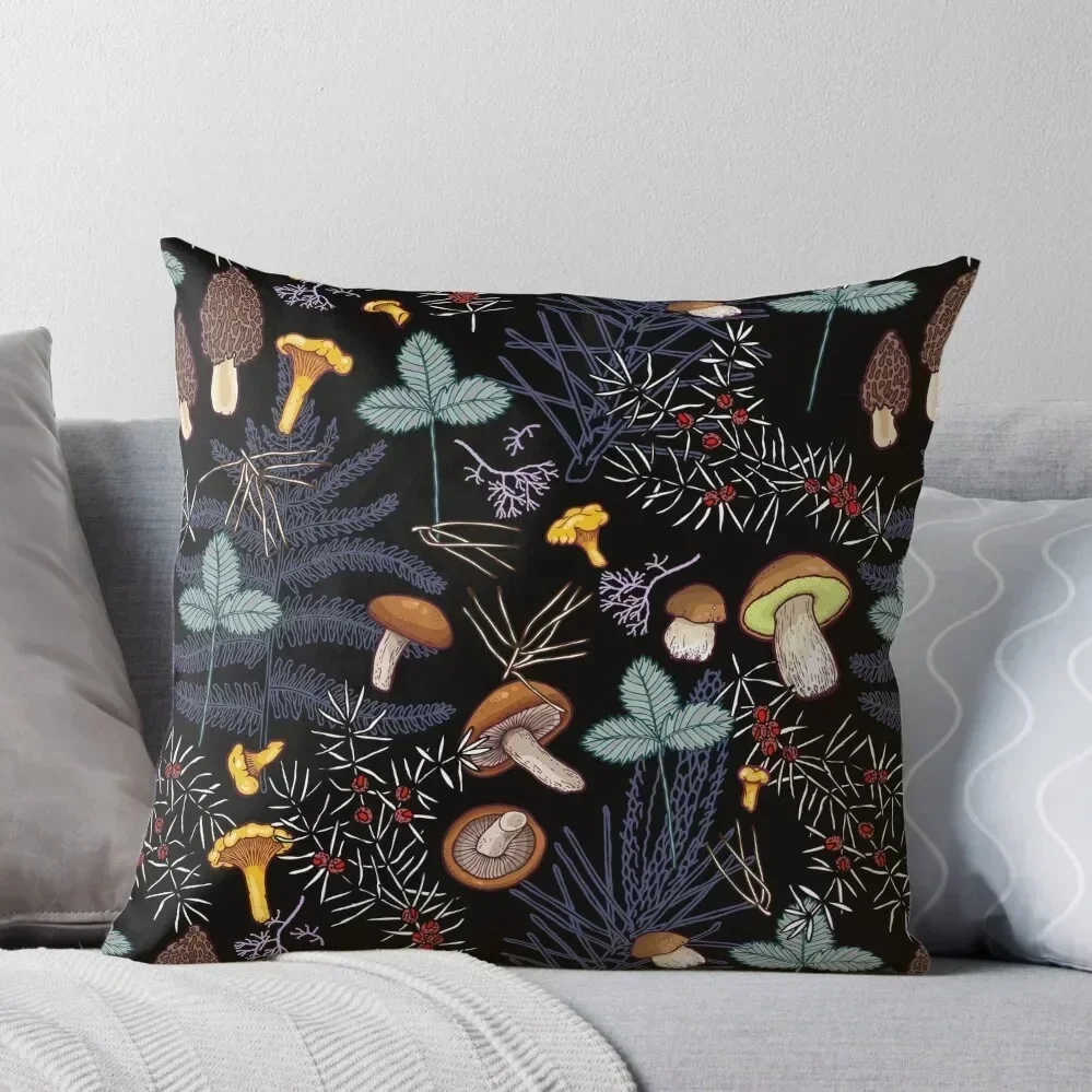 

dark wild forest mushrooms Throw Pillow Throw Pillow Decorative pillowcase pillow