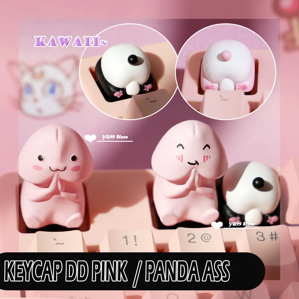 keycaps panda ass mechanical keyboard dedicated single Creative Anime cartoon DD pink cute personality keycap for Cherry MX axis