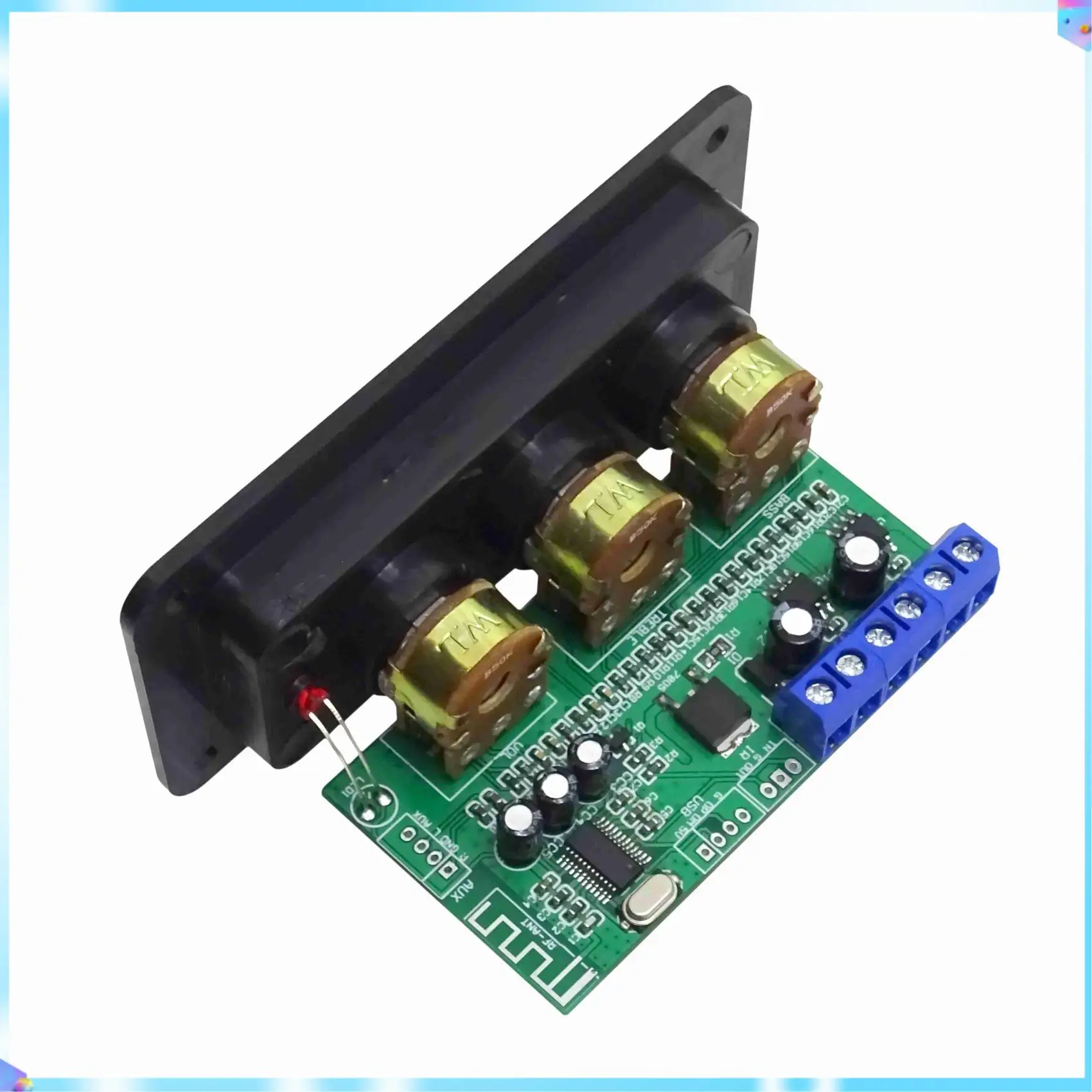 

N93R 8X Bluetooth Amplifier Power Audio Board 20Wx2 Stereo Amp Sound Amplifiers AUX U Disk Decoder Treble Bass Adjustment
