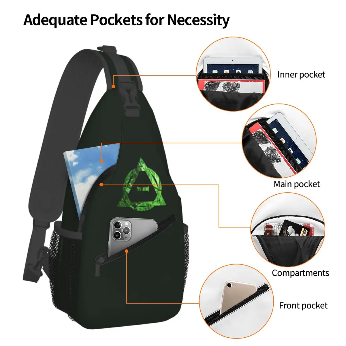 Forest Therian Chest Bag Men Sling Crossbody Backpack Chest Bag Traveling Hiking Daypack Shoulder Bag