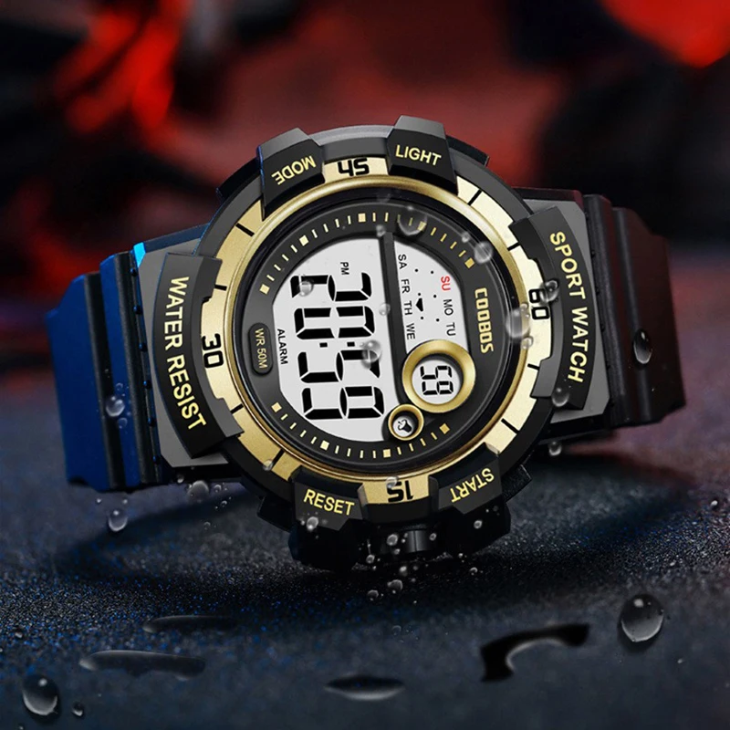 Homens de luxo relógios marca novo esporte pulseira silicone à prova dwaterproof água relógio digital masculino luminoso led masculino 2025 relogios masculinos