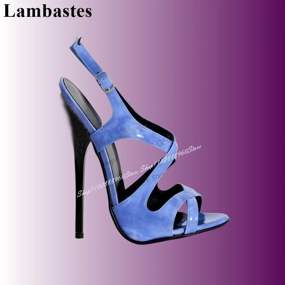 Blue Cross Band Sexy Style Sandals Super High Heel Women Shoes Ankle Buckle Strap Peep Toe 2023 Fashionable Zapatos Para Mujere