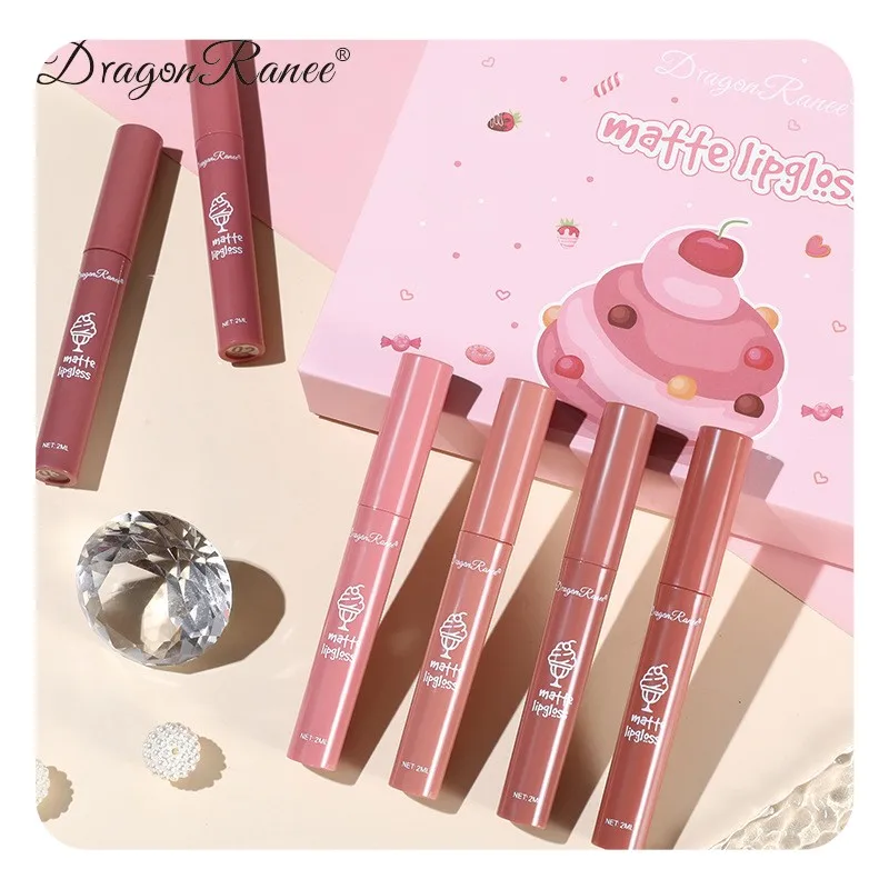 6-teiliges Set Lip Glaze, Antihaft-Cup, Nude Lip Gloss, süße Set-Box, langlebig, lichtecht, wasserfest, Valentinstagsgeschenk-Lipgloss
