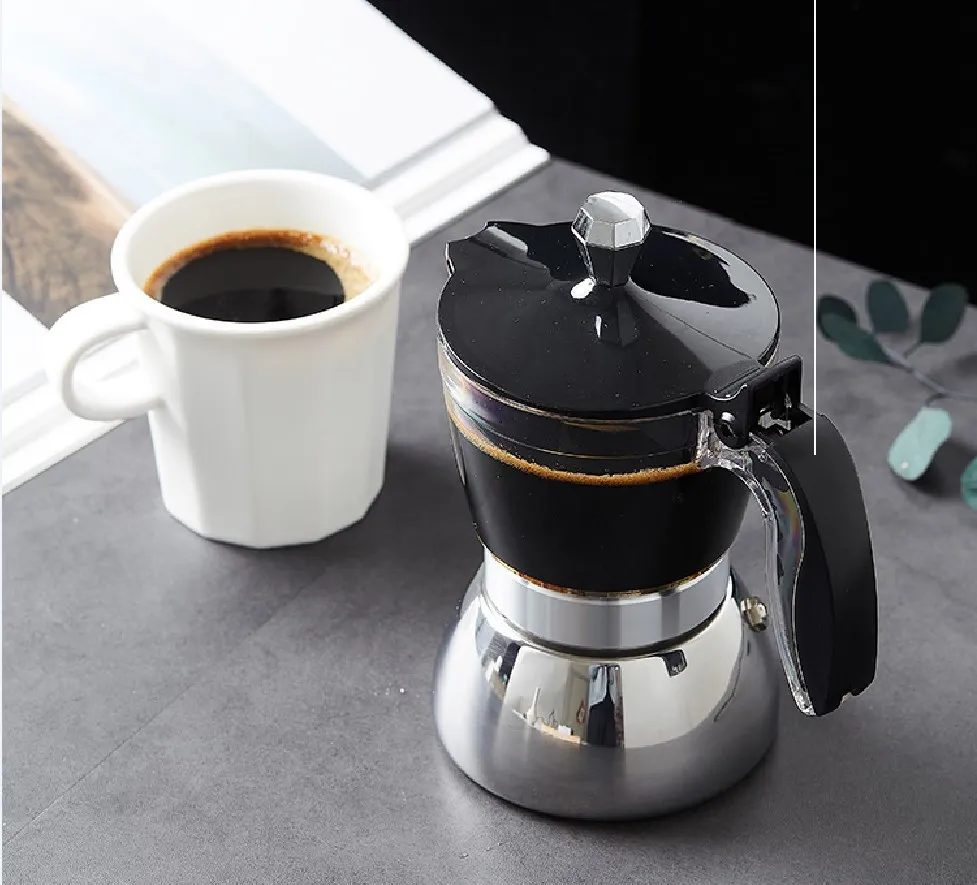 Moka Induction Stovetop Espresso Maker Transparent-top & Stainless Steel Moka Pot for Induction & Electric Stoves - view 5