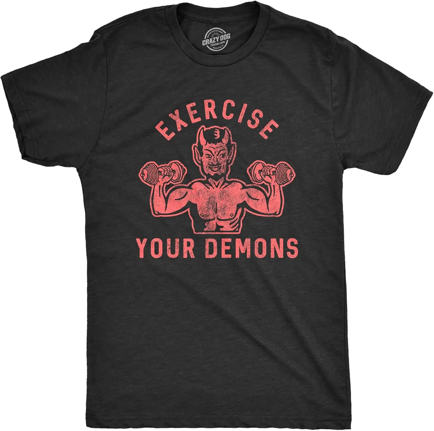 Mens Exercise Your Demons Tshirt Funny Halloween Fitness Workout Devil Graphic Tee