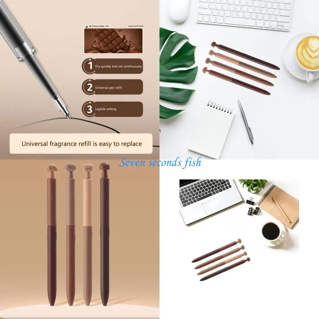 

L74B 4Pcs Twist Action Gel Pen Funny Bread Writing Pen 0.5MM Tip Smooth Writing Experience for Adult Student Writing Noting