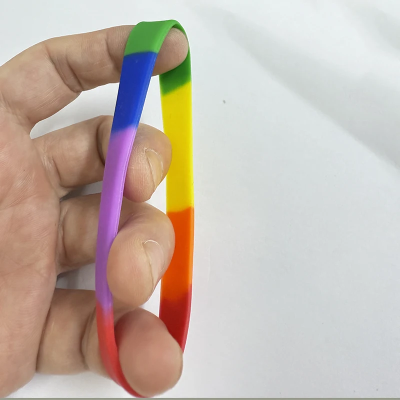 1pc Rainbow Pride Silicone Rubber Bracelets Sports Wrist Band Bangle for Women Men