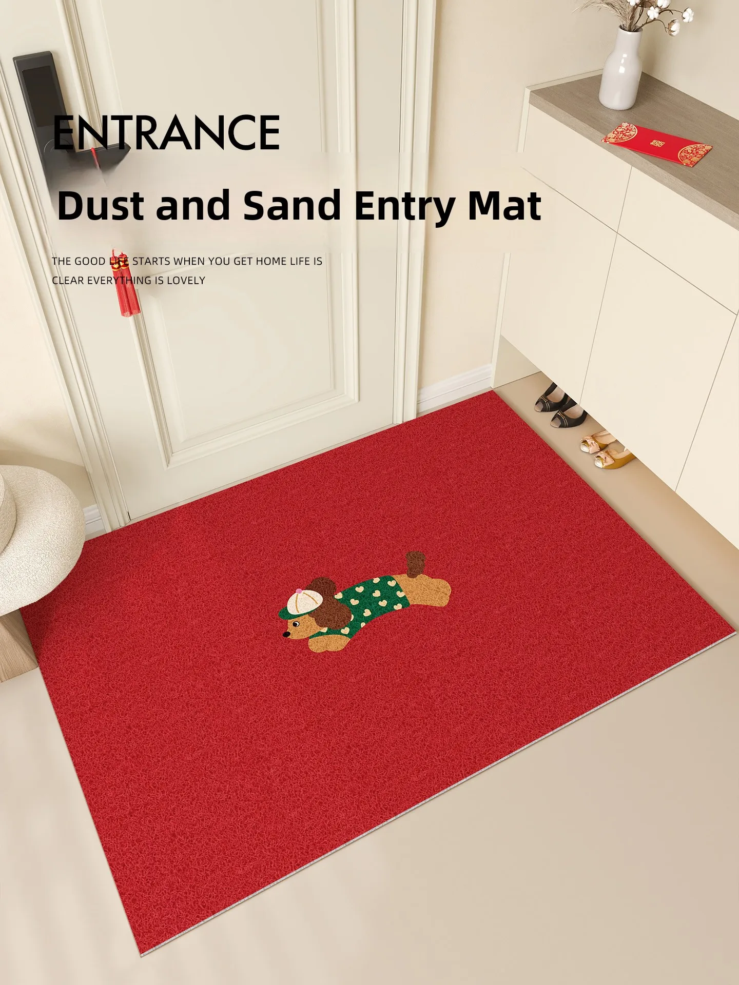 

2025 Silk Circle Entrance Door Mat Anti-Slip Dust Removal Festive Red Home Use Carpet Door Mat High Quali Polyester Fiber