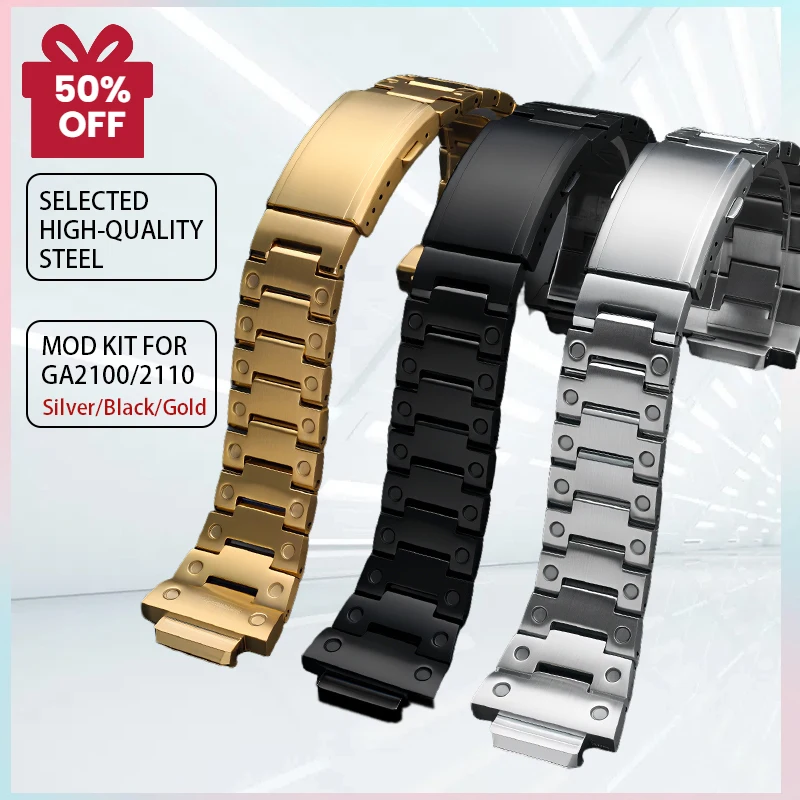 

Metal Strap for Casio GA-2100 GA-2110 GM-2100 Stainless Steel Bracelet 16mm For G-Shock CasiOak ga2100 2110 gm2100 Mod Accessory