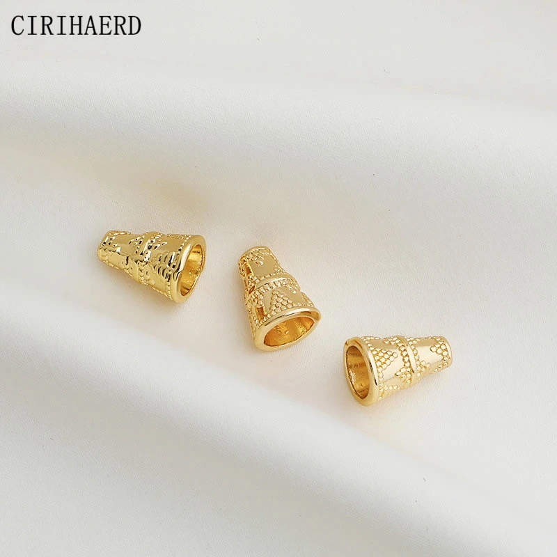 New 14K Gold Plated Pagoda Beads Flower Caps For Diy Jewelry Making Accessories Bracelet Supplies Tail End Bead Pendant Choice