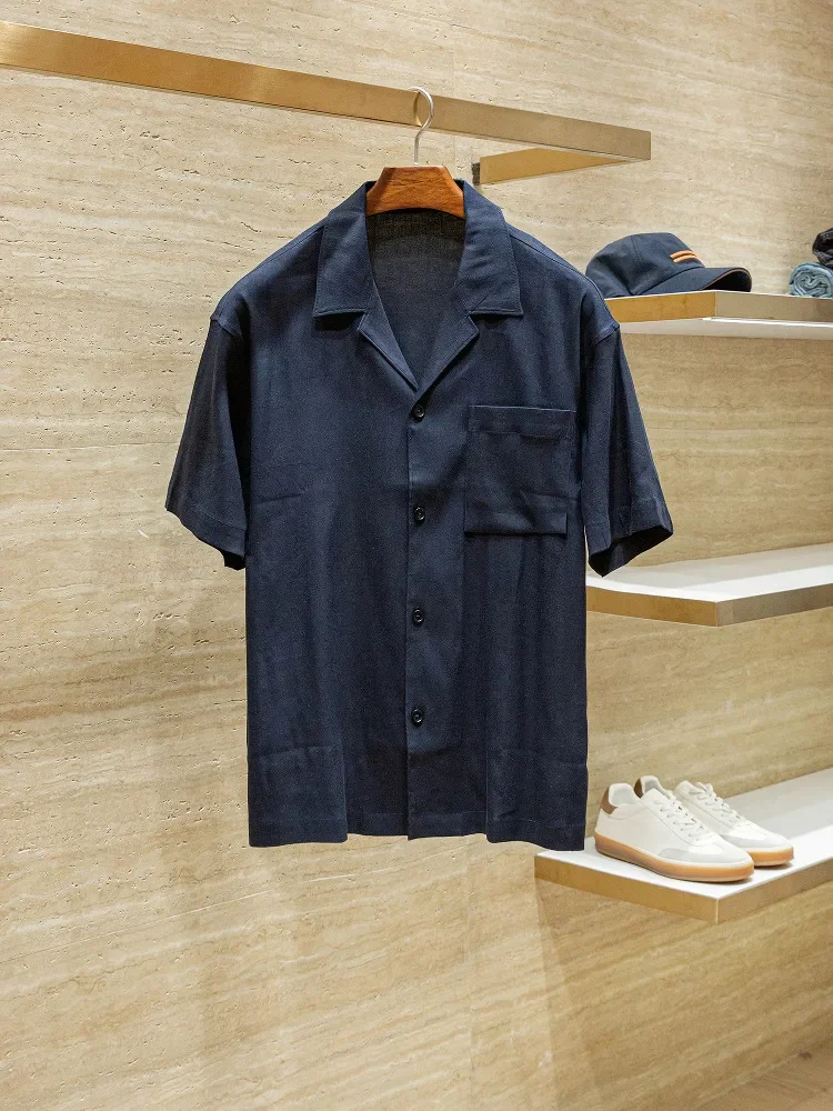 

Summer Men's Casual Linen Blended Old Money Style Classic Cuban Neck Short Sleeve Shirt