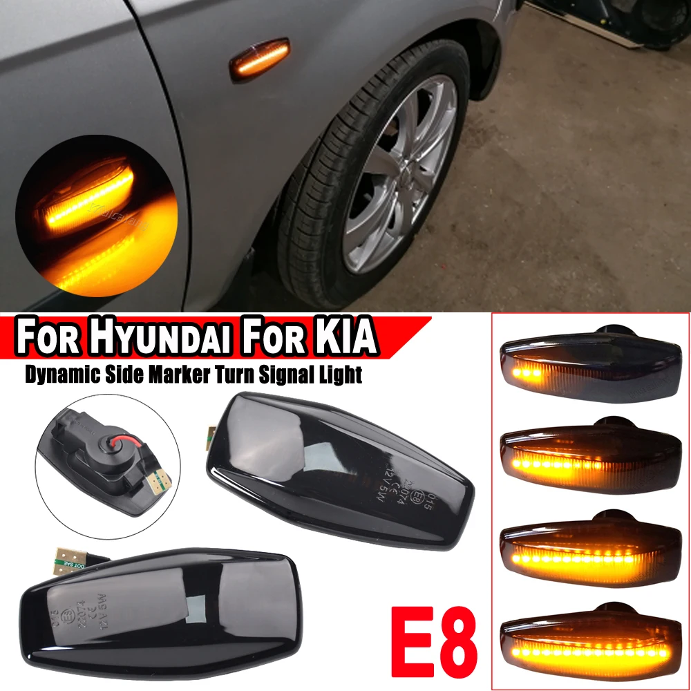 2PCS Dynamic Turn Signal Light LED Side Marker Sequential Blinker Lamp For Hyundai i10 Getz Elantra KIA RIO SEDONA SPORTAGE