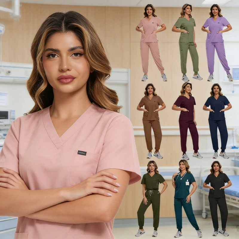 Breathable Quick Dry Scrub Set Unisex Short Sleeve Design Durable Split Work Outfit Great for Hospital Clinic Dental Nurses