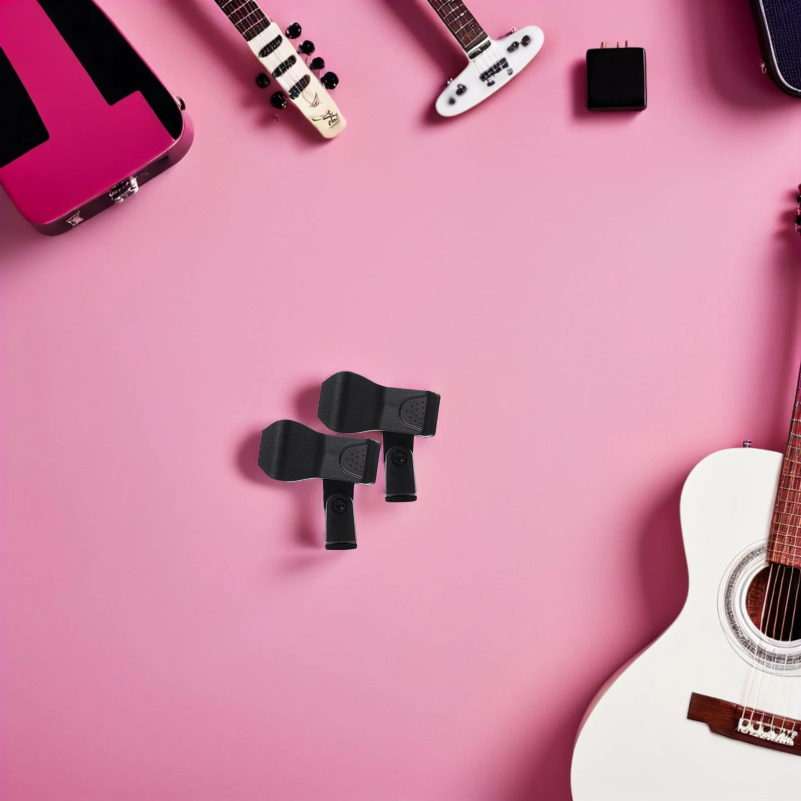 

2Pcs Professional Microphone Holders Reliable Mic Clips Compact Design Easy to Use and Maintain Plastic Microphone Clips