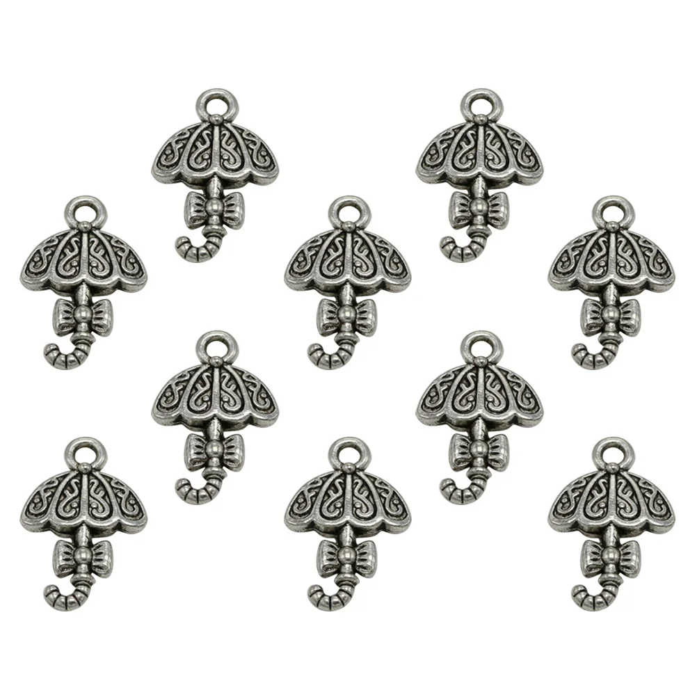 

50Pcs Bowknot Umbrella Pendant Charms Alloy Silver DIY Jewelry Making Necklace Bracelet Keychain Accessories