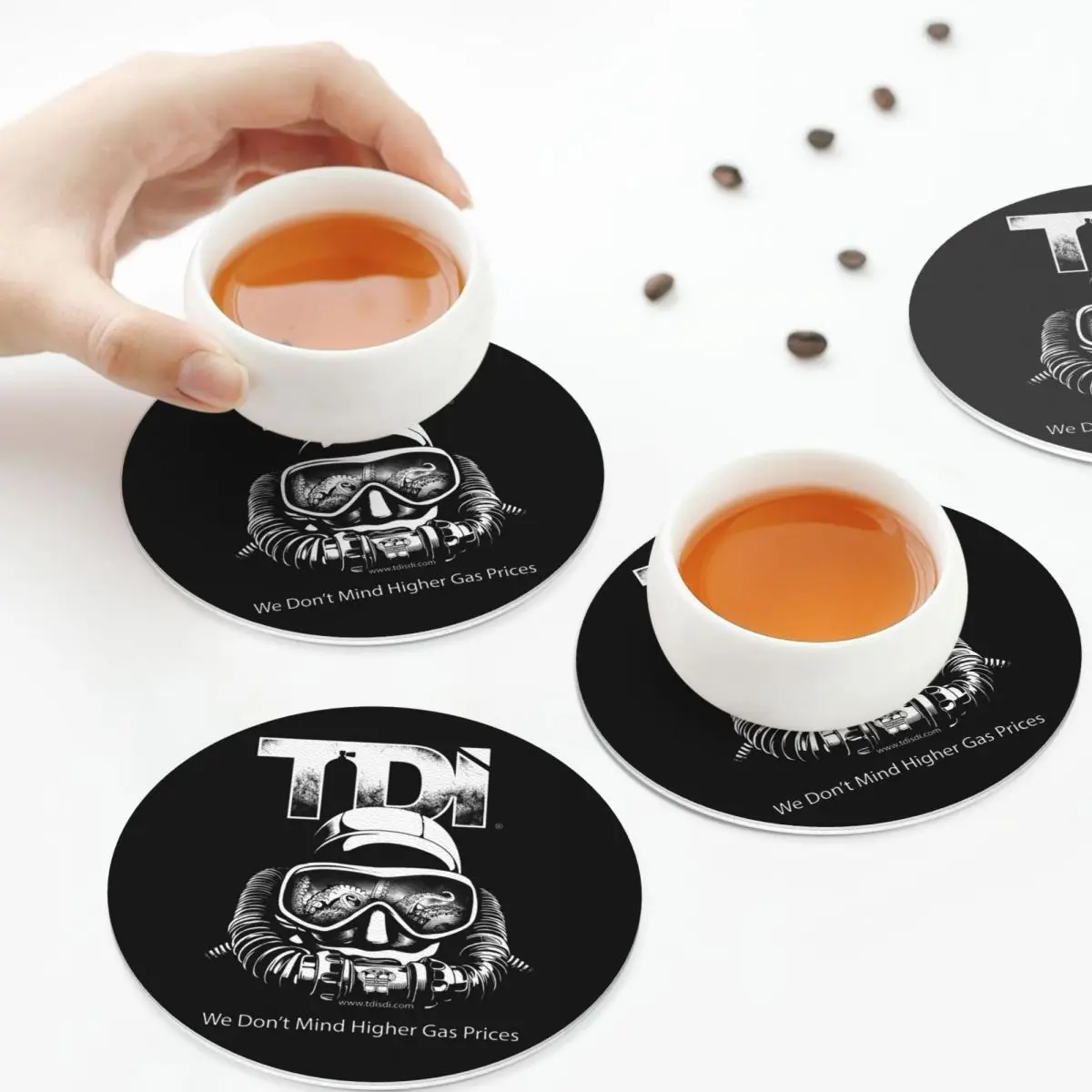 Dive Scuba Diving Helmet Basic Coasters PVC Leather Placemats Insulation Coffee Mats for Decor Home Kitchen Dining Pads Set of 6
