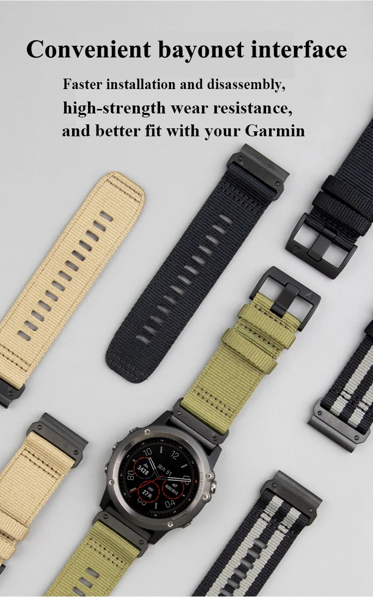 Correa de nailon para reloj Garmin Instinct 2X, 22 y 26mm, pulsera para Fenix 8 47/51 7X 7 Pro 6X Pro 5X QuickFit