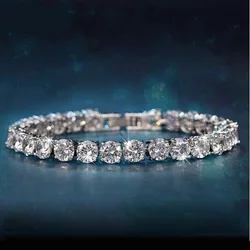 4mm Moissanite Tennis Bracelets for Women 100% 925 Sterling Silver Gemstone Bangle Wedding Sparkles Lab Diamond Bracelet