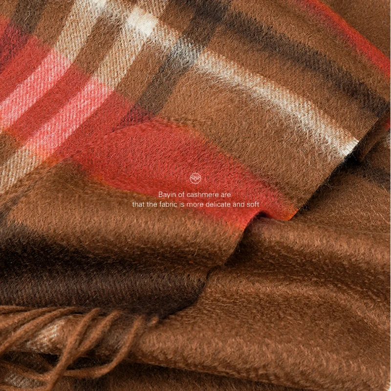 Men Scarf Pure Cashmere Scarf Thickened Warm Tassel Plaid Business Cashmere Scarf In Autumn and Winter.