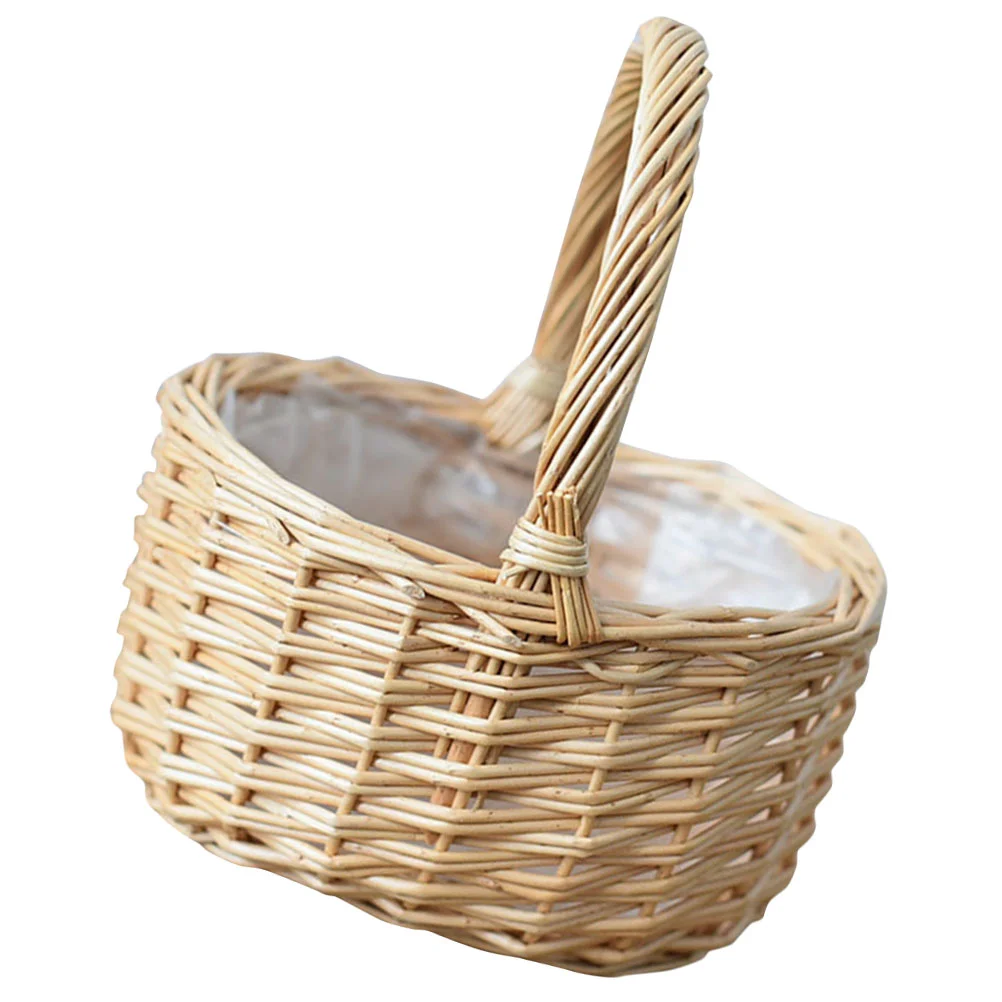 Portable Egg Basket Easter Woven Baskets Decorative Handheld Braided Gift Multi-purpose Small with Handle Manual Bride