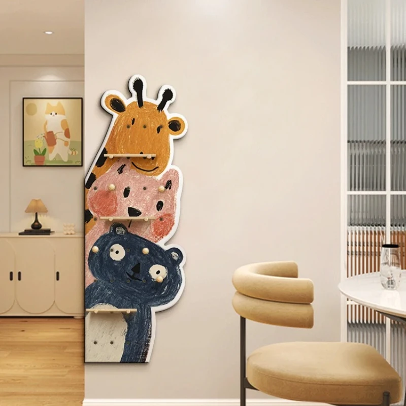 

‌Cartoon Pegboard Wall Organizer - Corner Key Holder, Character Shelf, Versatile Storage Rack for Entryway Decor