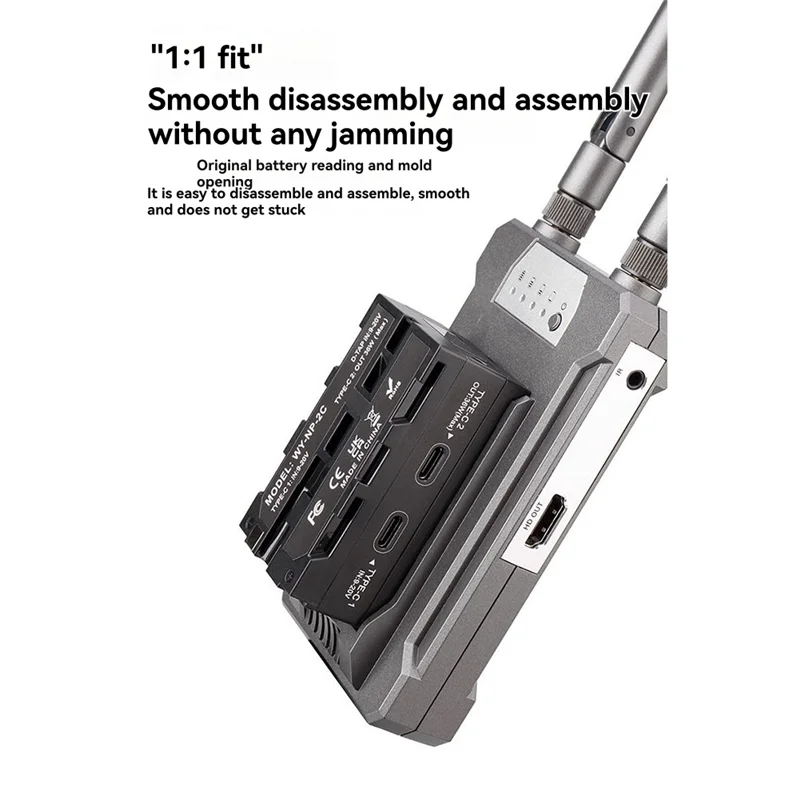 B24B Dummy Battery NP-F NP-F Double-Sided Dummy Battery Virtual Battery Monitor LED Light External V-Port Power Supply