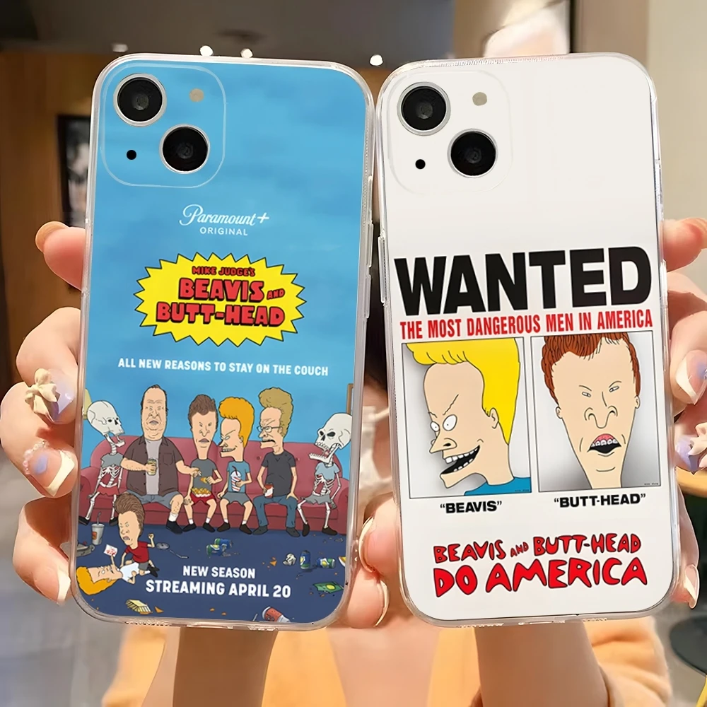 Beavis and Butt-Head Phone Case for 15 Pro Max iphone 14 Plus 11 12 13 Mini 7 8 Plus X XR XS SE 2020 Transparent Soft Cover