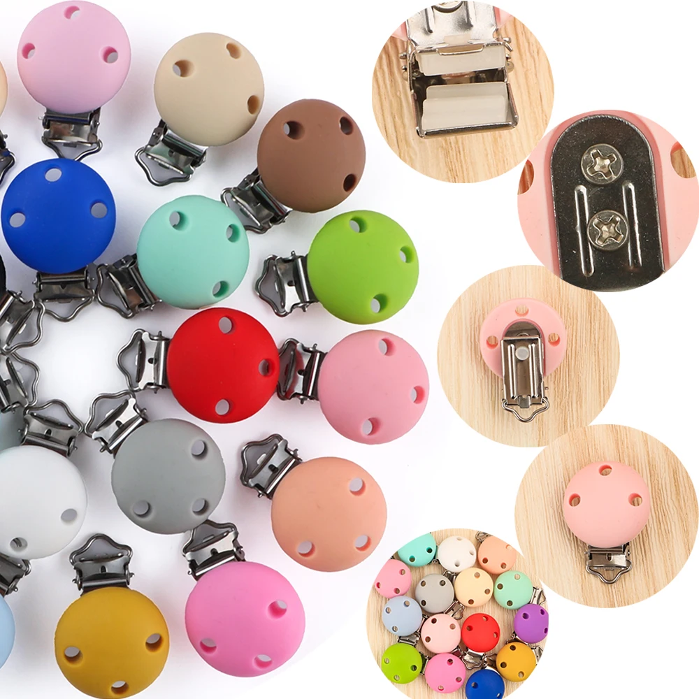 6pcs New Color 30mm Silicone Round Metal Clips DIY Bag Hat Chain Keychain Holder Clamps Jewelry Handmade Accessories