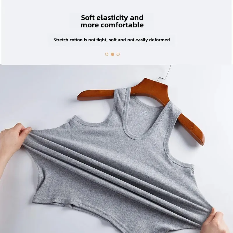 Pure Cotton Men's Vest Summer Crossbody Tank Top Loose-Fit Sports Full Cotton Sweat Absorbent Breathable Base Shirt Without Slee