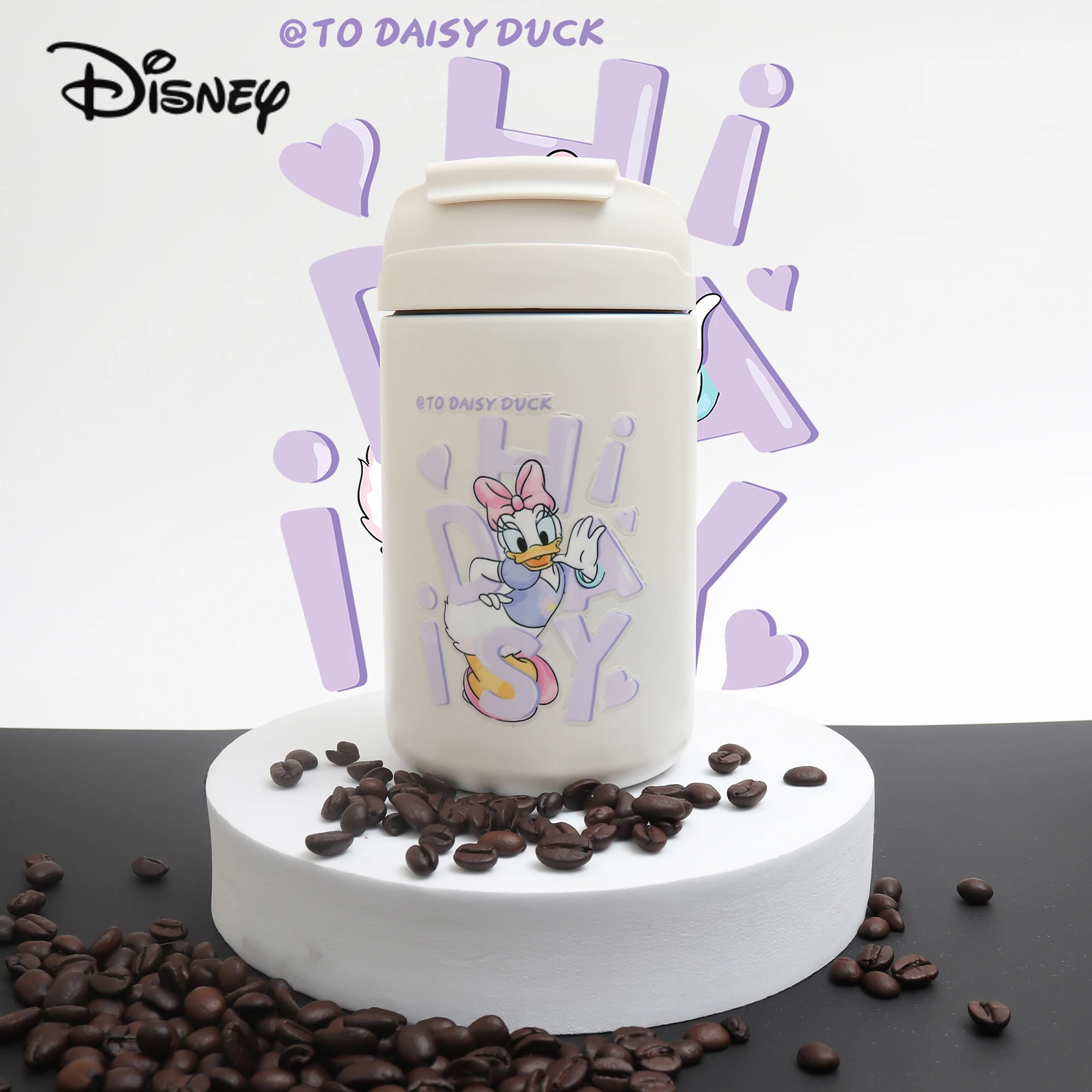 500ml Donald Duck Daisy Cute Cartoon Double Cup Milk Cup Coffee Cup Insulation Cup Stainless Steel Cup Straw Cup Portable