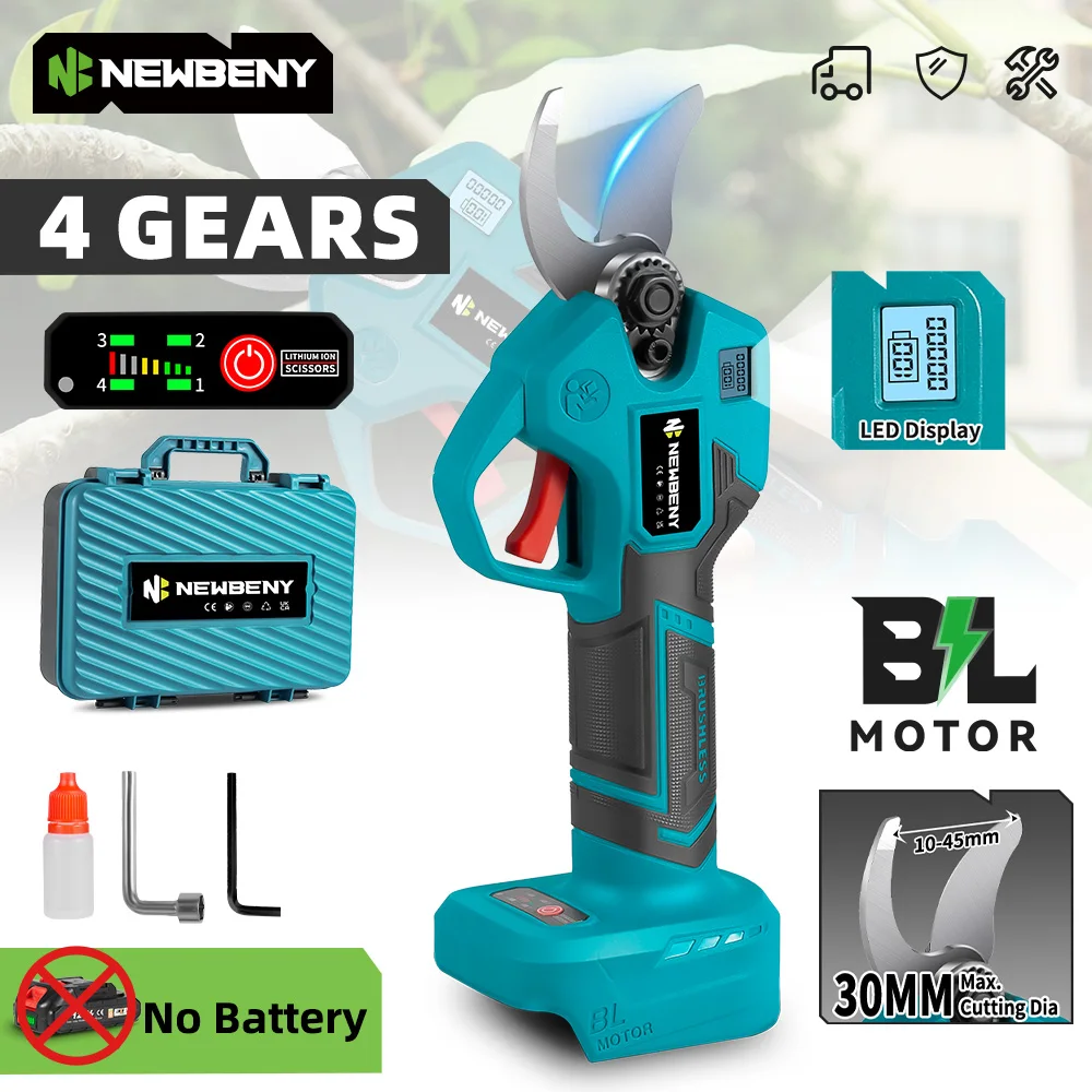 NEWBENY 4 التروس 30 مللي متر اللاسلكي فرش تشذيب المقصات مقص كهربائي فروع شجرة الفاكهة أداة القطع ل ماكيتا بطارية دبوس #1