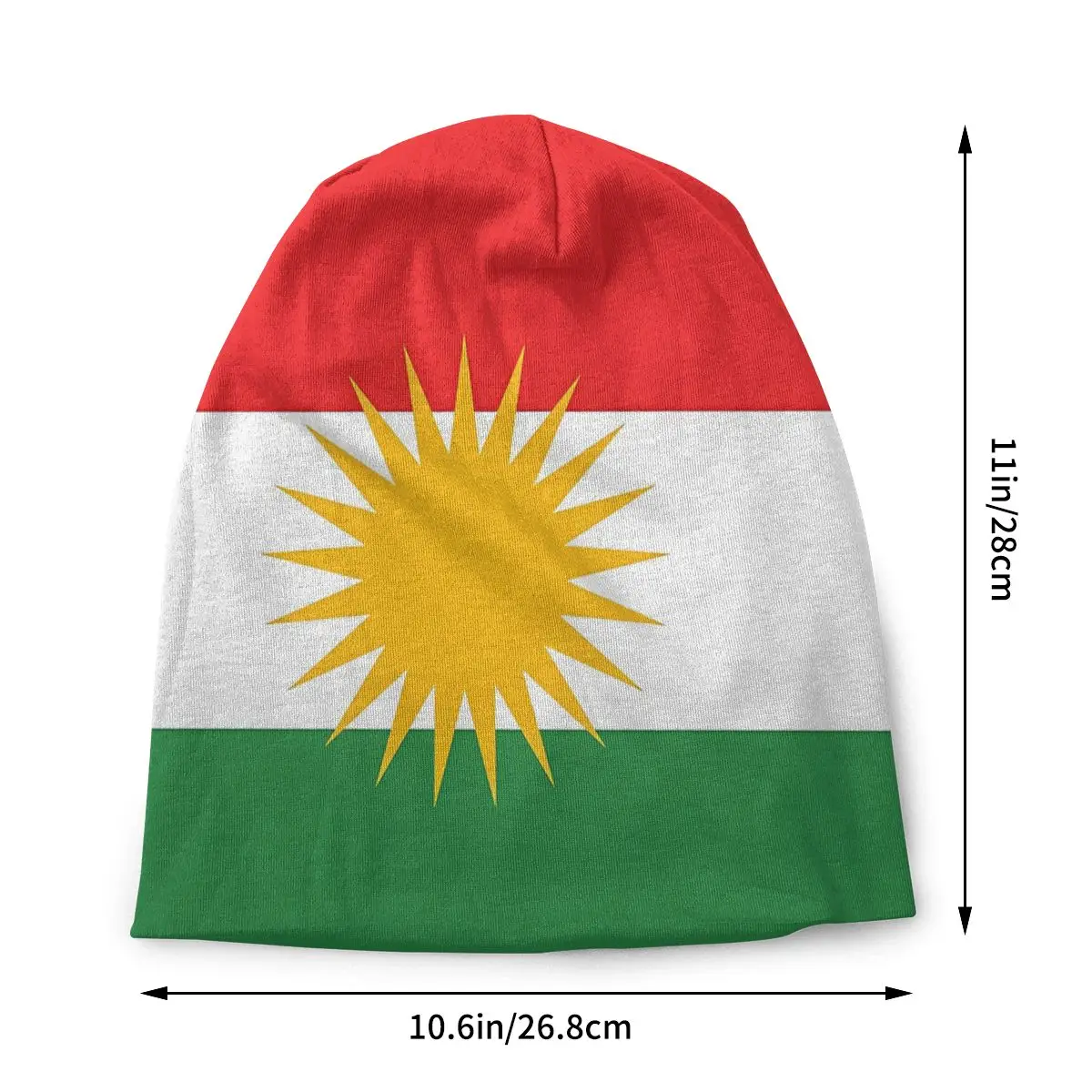 National Flag Skullies Beanies Caps Kurdistan Flag Thin Hat Autumn Spring Bonnet Hats Men Women's Street Ski Cap