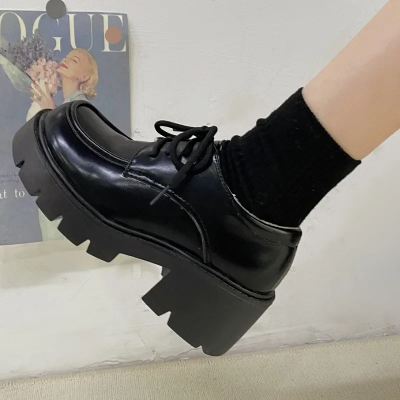 

2025 New Uniform Small Leather Shoes Female British Girl Japanese Wild Black Retro Mary Jane Shoe Lolita Platform Shoes Low Hee
