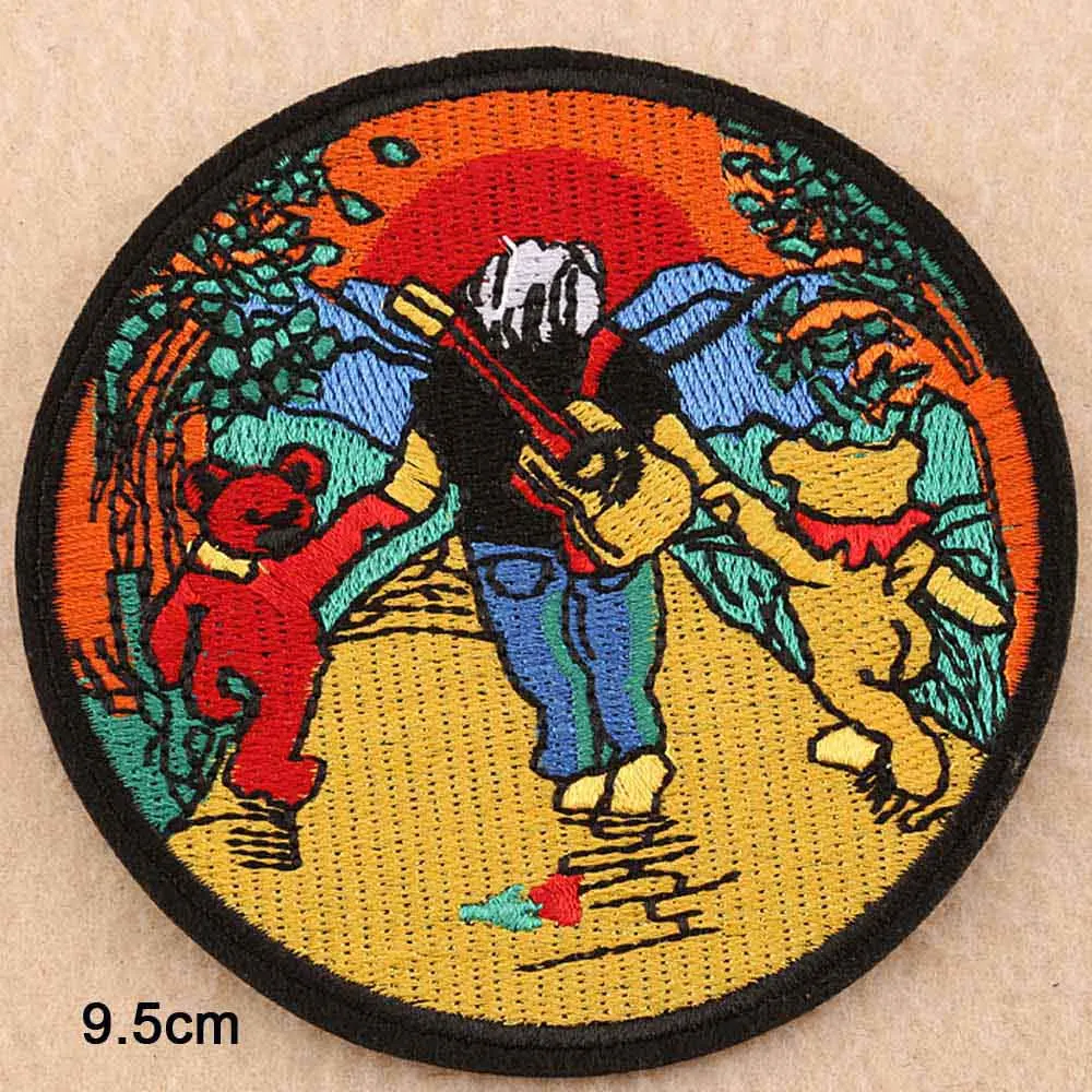 Rock N Roll Gun Music Rock Out Michael Iron On Embroidered Clothes Patches For Clothing Music Band