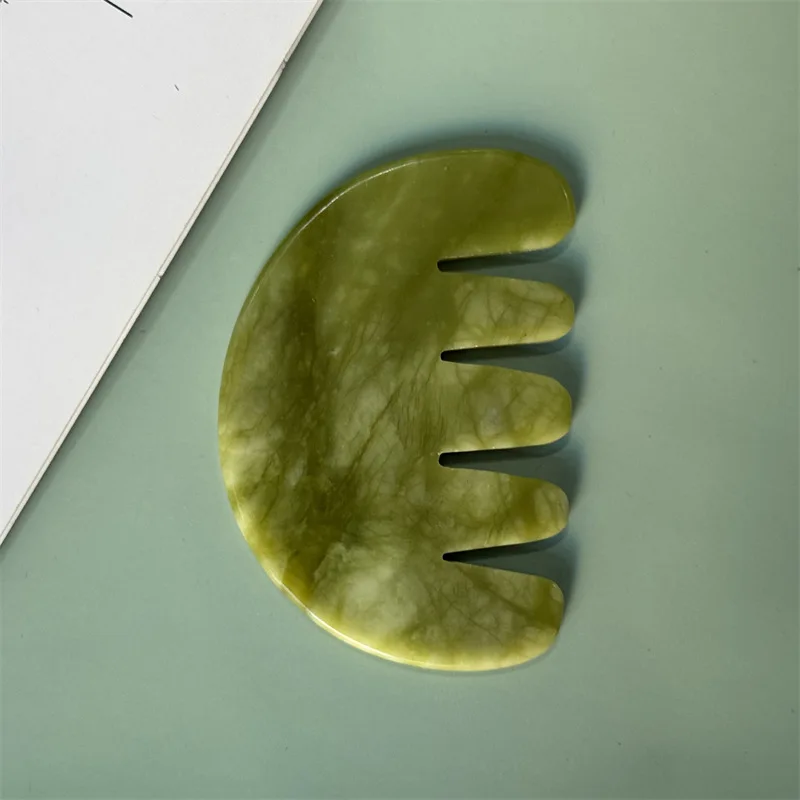 

Natural Jade Teeth Massage Comb Head Scraping Meridian Massage Xiuyu Comb Massager Helps Release Muscle Tension
