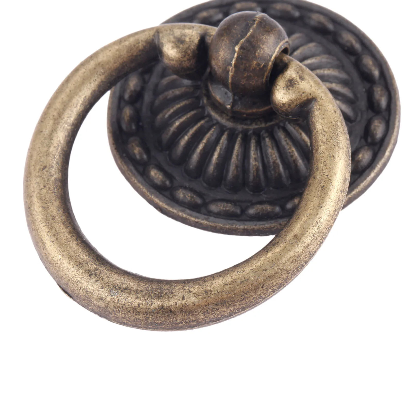 1PC Antique Bronze Wooden Box Ring Knob Furniture Handles Vintage Cabinet Knobs and Handles Door Cupboard Pull with Screw Decor