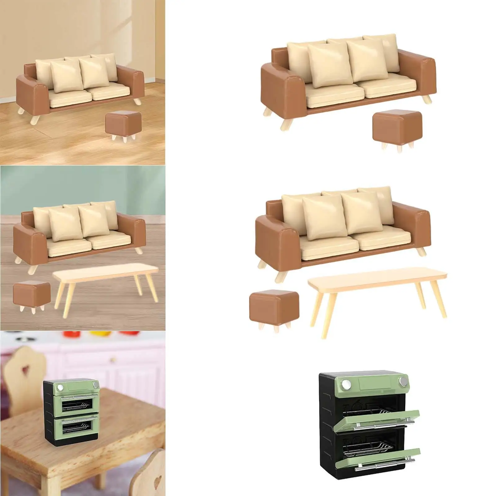 Miniature Sofa Craft Miniature Dollhouse Couch for Ornaments Micro Landscape