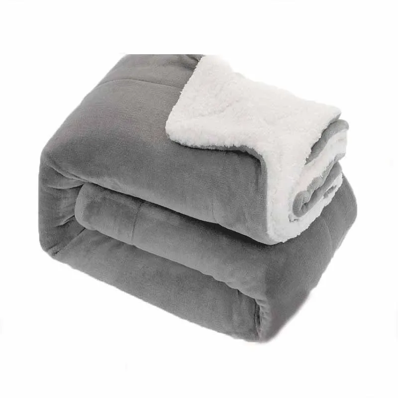 Warm Winter Bed Throw Blanket Thick Flannel Fleece For Soft Bedroom Adult Bed Bedspread Sofa Cover Solid Stitch Fluffy Bed Linen