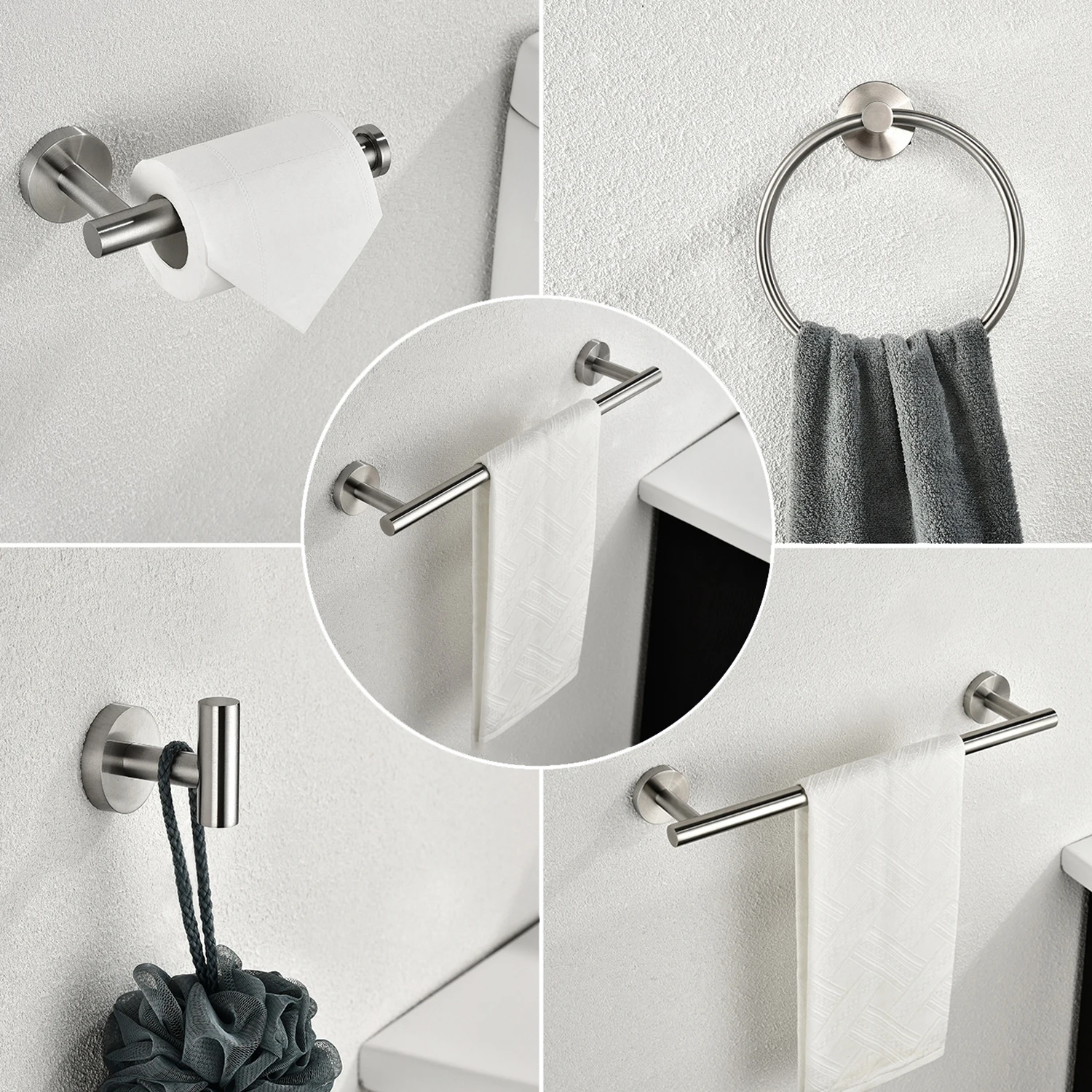 

6 Piece Stainless Steel Bathroom Towel Rack Set Wall Mount