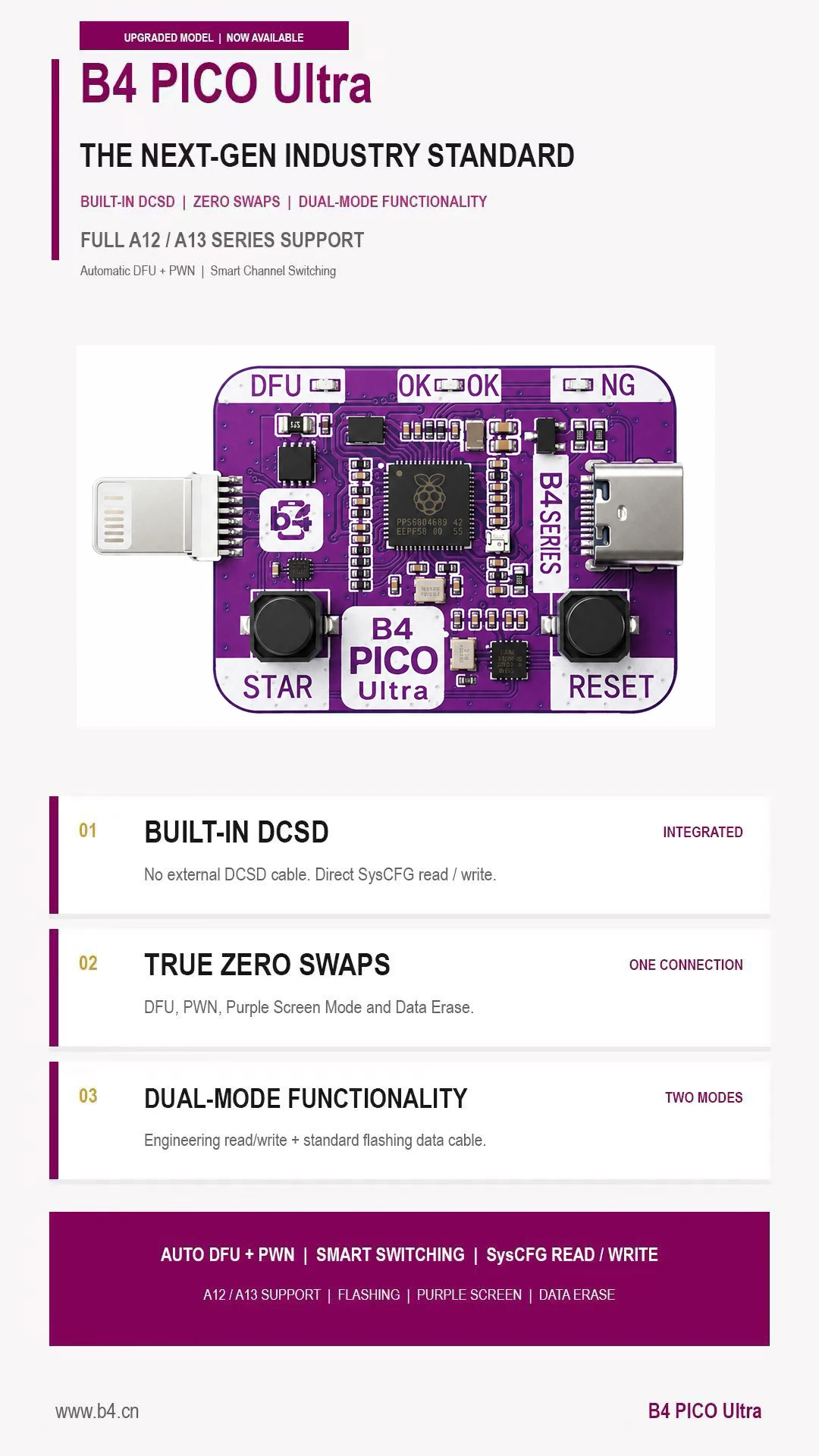 B4 PIC0 DFU RP2350A DFU Engineering Box Speziell für iPhone XR-11PM iPad Ein-Klick-Eintritt in den DFU-Neustart-Datenmodus – Detail 10
