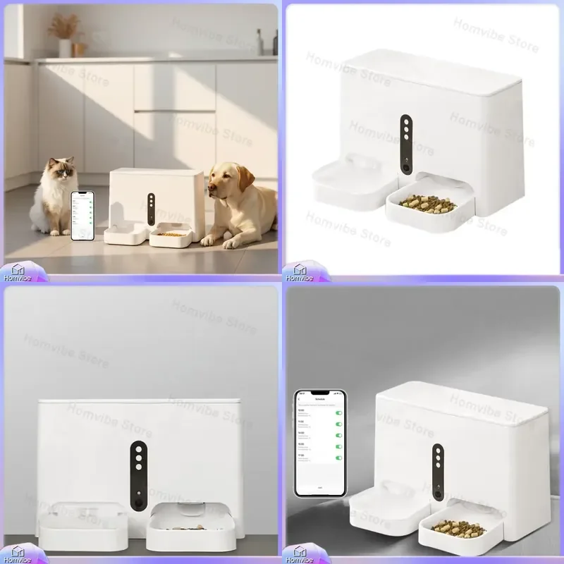 Automatic Pet Feeder and Water Dispenser 5L Dry Food + 5L Water Smart Gravity Feeding System with APP Control for Cats Dogs