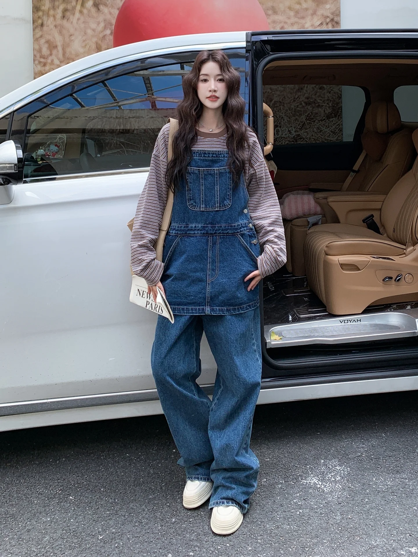 Sli coreano sle macacão de uma peça feminina primavera outono 2025 novas calças compridas de cintura alta comute terno de corte reto