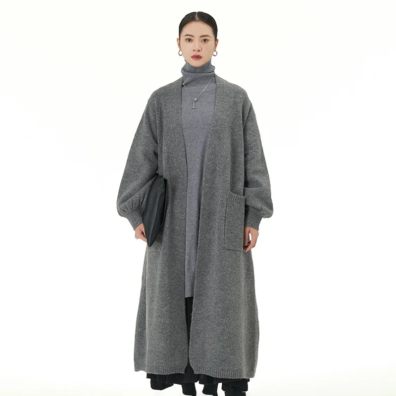 Elegant Long Open Front Cardigan 2025 Fall Winter Coat, Flattering Plus Size Women's Outerwear