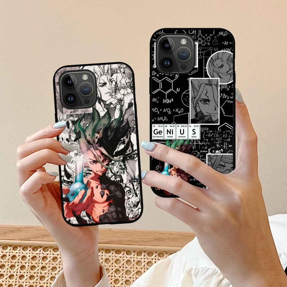 dr.stone Senkuu Phone Case For iPhone 16 15 14 13 12 11 X XR XS 8 Plus Mini Pro Max Soft black Shockproof Cover