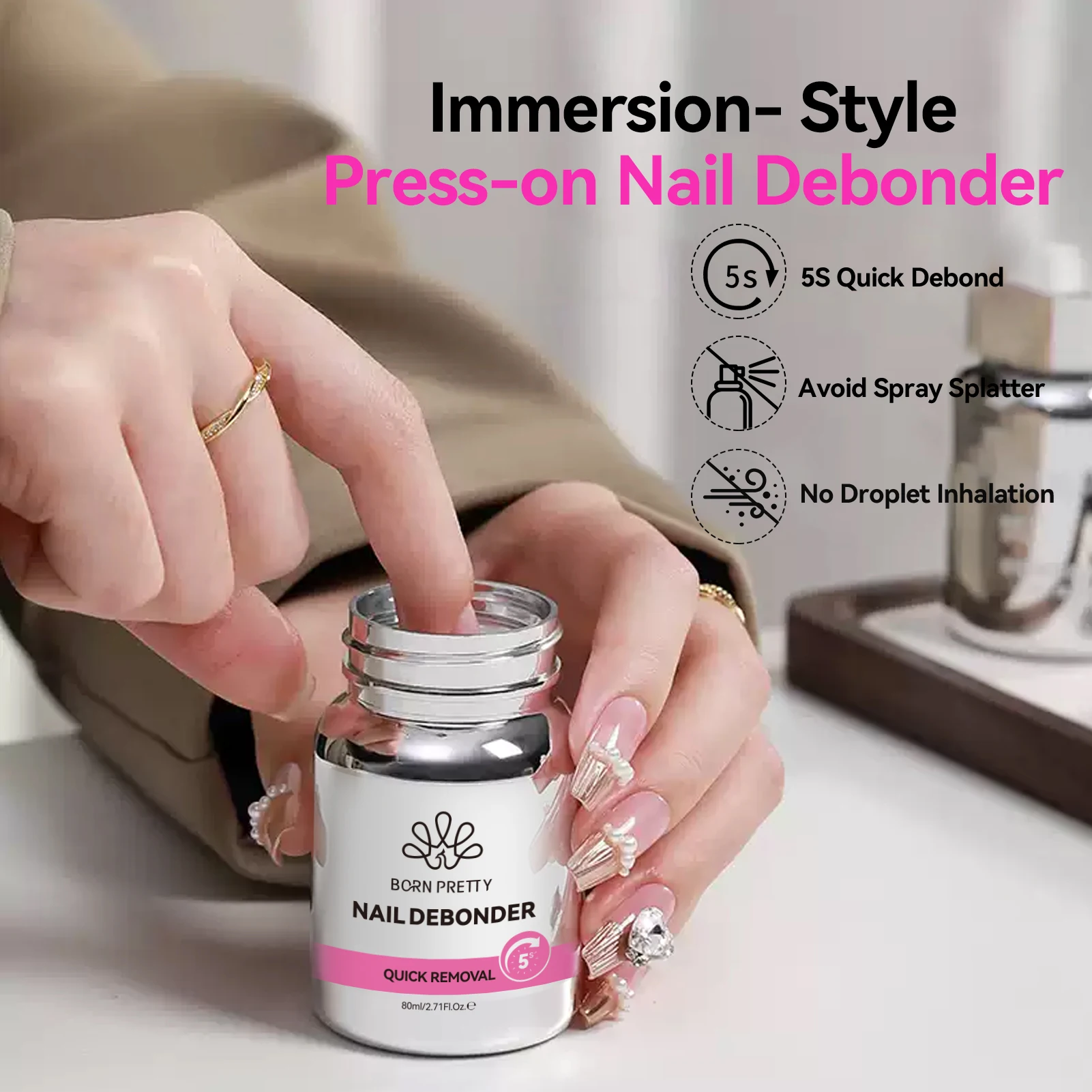 GEBOREN PRETTY Spons Nail Debonder Gel Nagellak 5S Sneller Remover Nagellijm Strass Fake Press On Nails Vloeibare manicure Tool