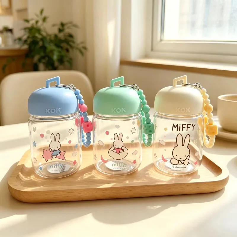 Cute Miffy High Borosilicate Glass Cup with Lid Mini Cartoon Tea Mug Stylish Drinking Water Tumbler for Women Beverage Drinkware