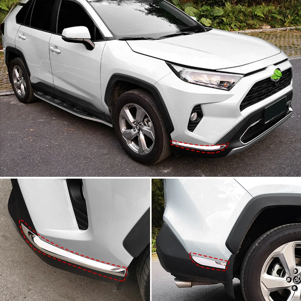 2/4Pcs Car Styling Stainless Front Rear Bumper Protector Trim For Toyota RAV4 RAV-4 XA50 2019 2020 Car Accessories